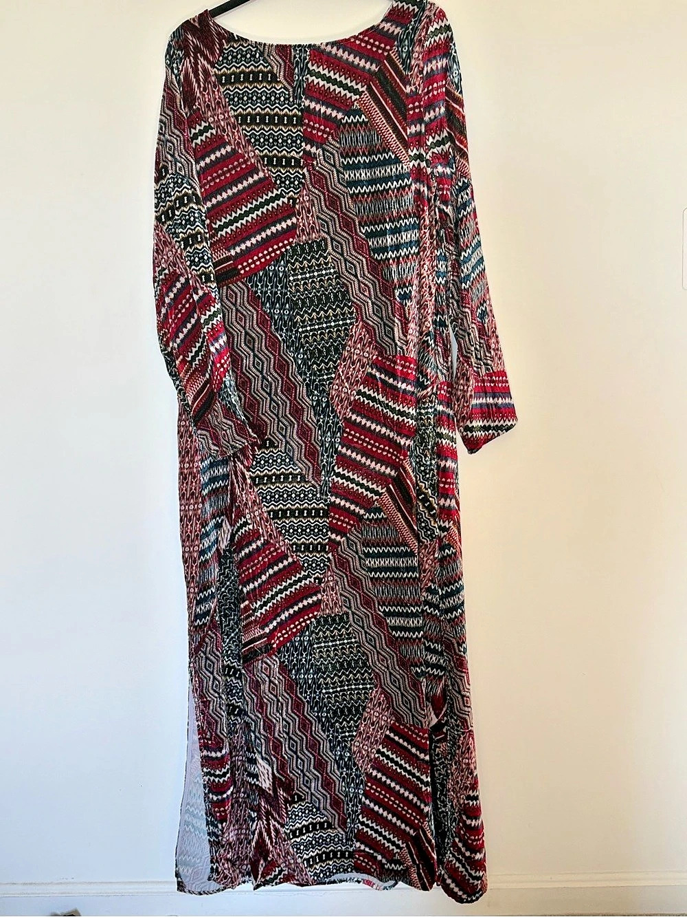 Sundance silk blend velvet Maxi Dress in Red & Black Size 14 NWT